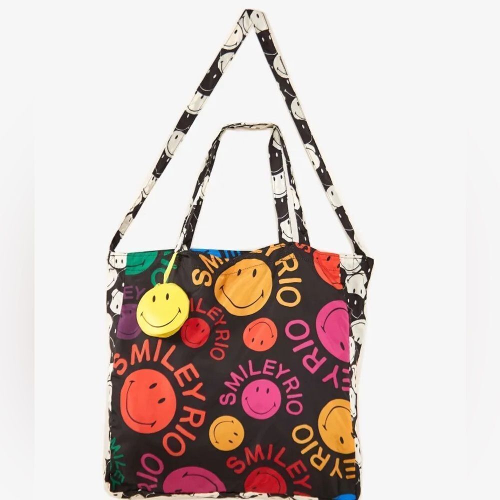 🌈 Farm Rio x Smiley Collab Reusable Foldable Tote – NWT